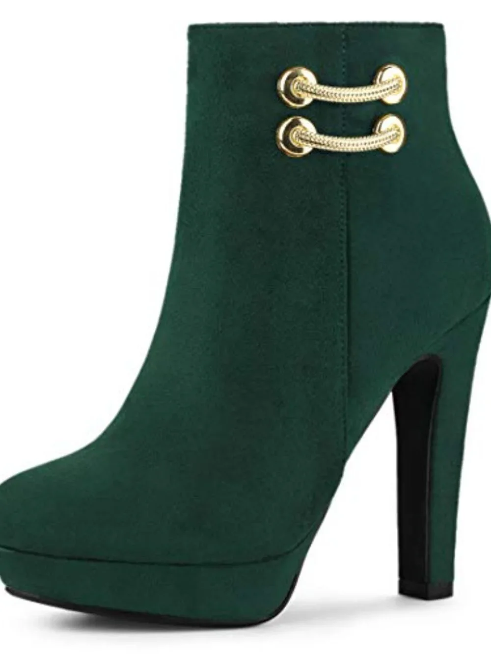 Faux Suede Round Toe Chunky High Heel Platform Ankle Boots